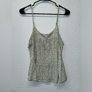 LOFT Outlet Green & White Spaghetti Strap Blouse Top